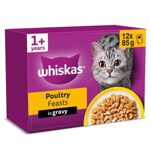 WHISKAS 1+ Cat Pouches Poultry Feasts in Gravy