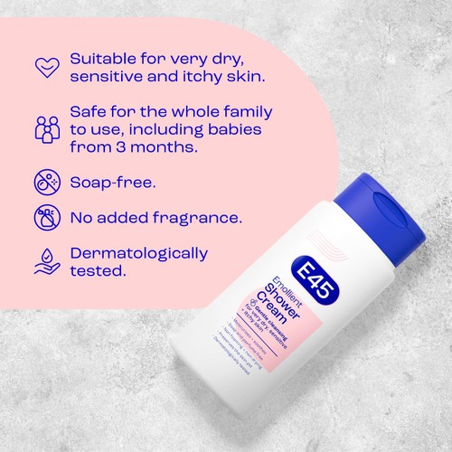 E45 Emollient Shower Cream for Dry & Sensitive Skin thumbnail 2