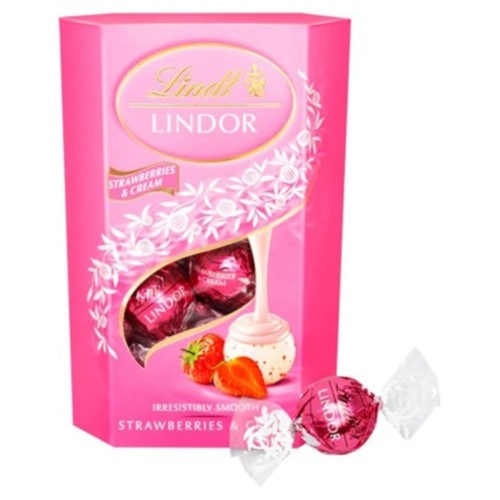 Lindt Lindor Strawberries & Cream Chocolate Truffles Box thumbnail 2