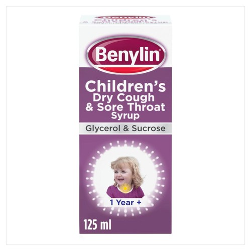 Benylin Childrens Dry Cough & Sore Throat Syrup Blackcurrant
