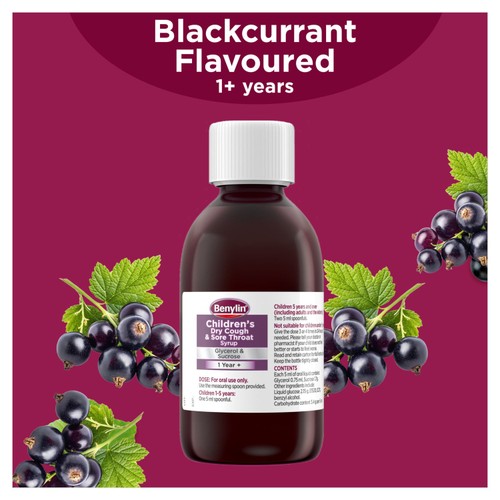 Benylin Childrens Dry Cough & Sore Throat Syrup Blackcurrant thumbnail 7