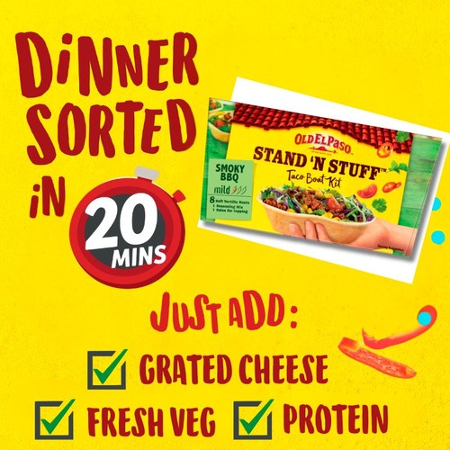 Old El Paso Mexican Stand 'N' Stuff Smoky BBQ Taco Kit with Soft Shells thumbnail 6
