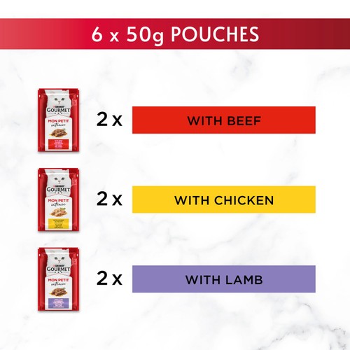 Gourmet Mon Petit Meaty Variety Beef Chicken Lamb Wet Cat Food thumbnail 7
