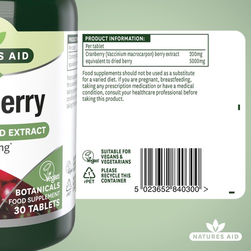 Natures Aid Cranberry Supplement Tablets 5000mg  thumbnail 6