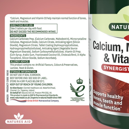 Natures Aid Calcium, Magnesium & Vitamin D3 Tablets  thumbnail 5