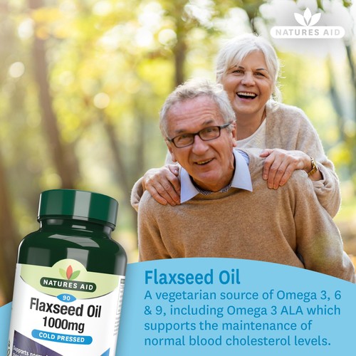 Natures Aid Vegetarian Flaxseed Oil 1000mg Capsules thumbnail 6