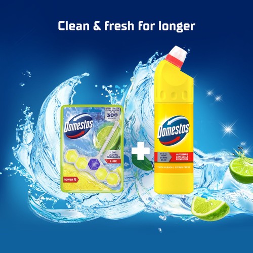 Domestos Power 5 Toilet Rim Block Lime thumbnail 5