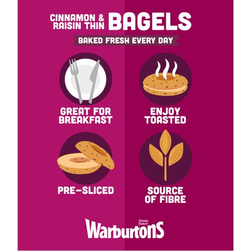 Warburtons Cinnamon & Raisin Thin Bagels thumbnail 3
