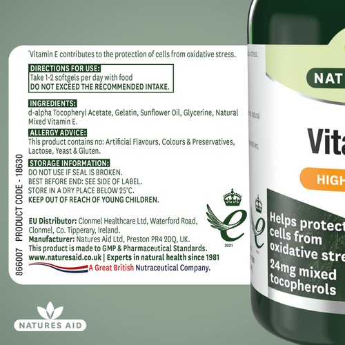 Natures Aid Vitamin E Supplement Soft Gels 400iu  thumbnail 5