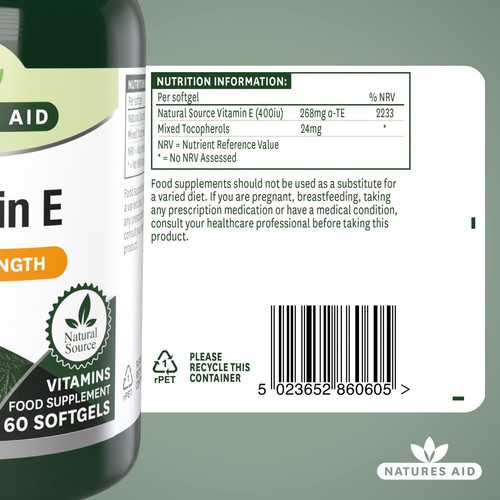 Natures Aid Vitamin E Supplement Soft Gels 400iu  thumbnail 6