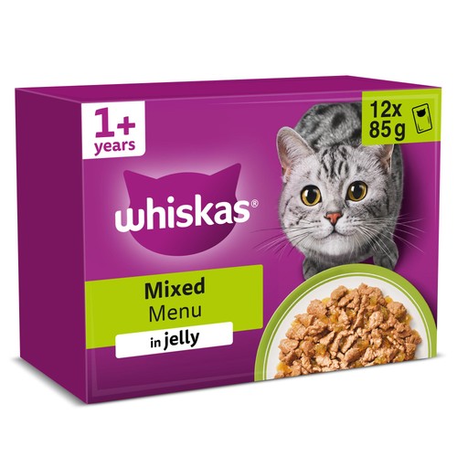 Whiskas 1+ Adult Wet Cat Pouches Mixed Menu in Jelly