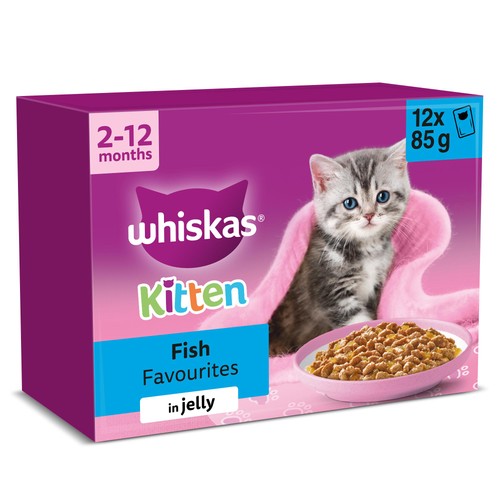 Whiskas 2-12mnths Kitten Wet Cat Pouches Fish Favourites in Jelly