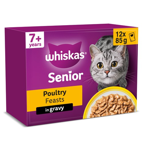 Whiskas 7+ Adult Wet Cat Food Pouches Poultry Feasts in Gravy