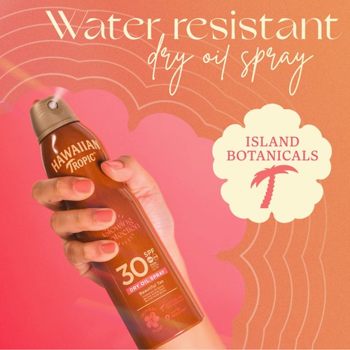 Hawaiian Tropic Glowing Protection SPF 30 Dry Oil Continuous Sun Spray thumbnail 2