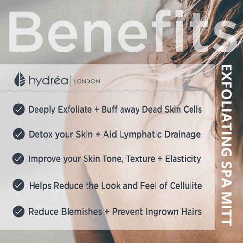 Hydrea London Black Exfoliating Spa Mitt, Medium/Hard Texture thumbnail 4