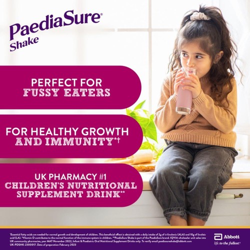 PaediaSure Shake Strawberry Nutritional Supplement Powder, 1-10 Yrs  thumbnail 5