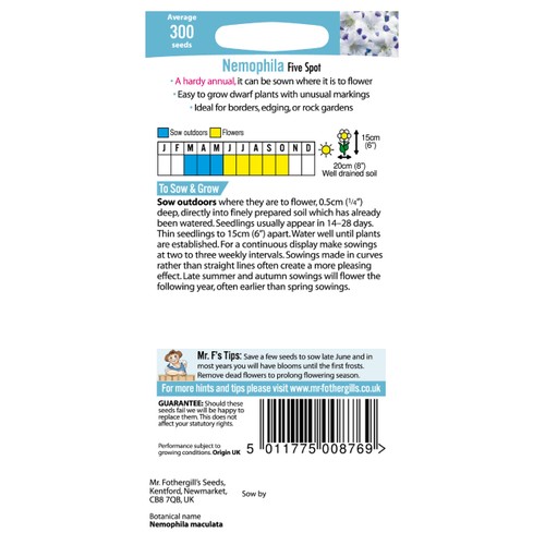 Mr Fothergills Nemophila Five Spot Seeds thumbnail 2