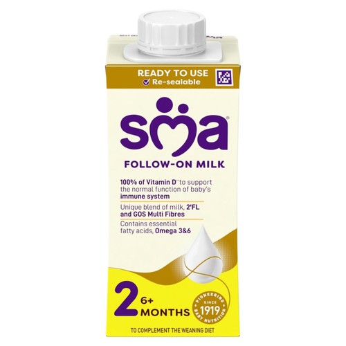 SMA 2 Follow-on Baby Milk Ready Made Liquid Formula 6 Months+ 200ml thumbnail 2