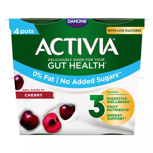Activia Cherry Fat Free No Added Sugar Gut Health Fruit Yoghurt Multipack thumbnail 2