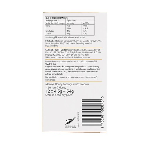 Comvita Manuka Propolis, Lemon & Honey Lozenges (12 ) thumbnail 2