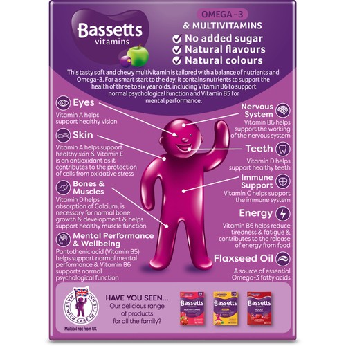 Bassetts Blackcurrant & Apple Omega 3 & Multivitamins 3-6yrs thumbnail 4