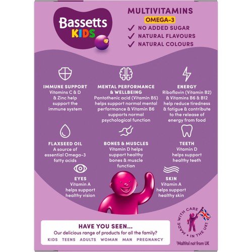 Bassetts Blackcurrant & Apple Omega 3 & Multivitamins 3-6yrs thumbnail 7