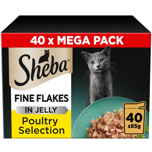 Sheba Fine Flakes Cat Food Pouches Poultry in Jelly Mega Pack