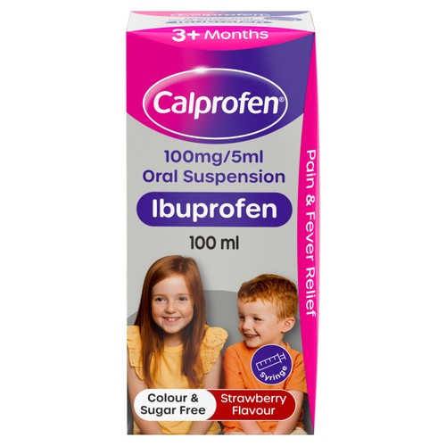 Calprofen Strawberry Ibuprofen Liquid, 3+mths