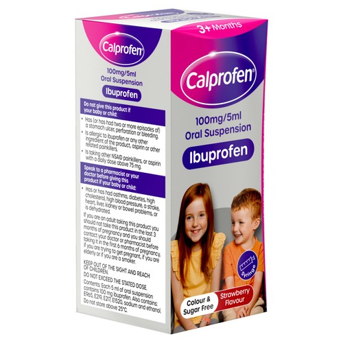 Calprofen Strawberry Ibuprofen Liquid, 3+mths thumbnail 2