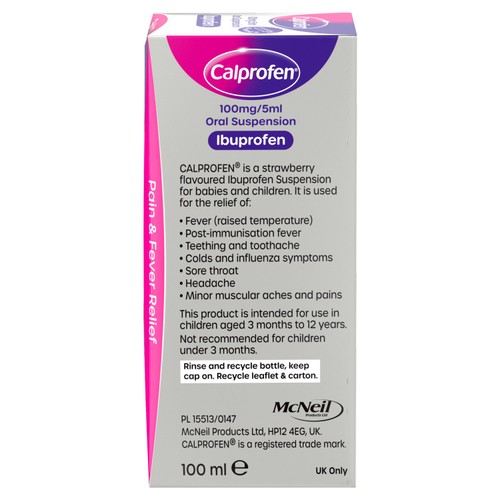 Calprofen Strawberry Ibuprofen Liquid, 3+mths thumbnail 3