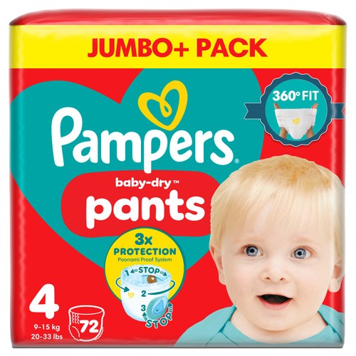 Pampers Baby-Dry Nappy Pants, Size 4 (9-15kg) Jumbo+ Pack thumbnail 2