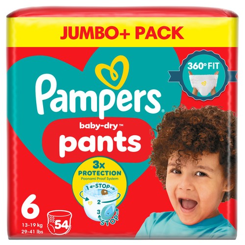 Pampers Baby-Dry Nappy Pants, Size 6 15kg+ Jumbo Pack thumbnail 2
