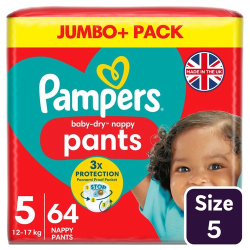 Pampers Baby-Dry Nappy Pants Size 5 12-17kg Jumbo Pack