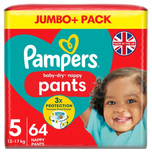 Pampers Baby-Dry Nappy Pants Size 5 12-17kg Jumbo Pack  thumbnail 2