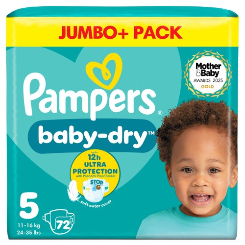 Pampers Baby-Dry Nappies, Size 5 (11-16kg) Jumbo+ Pack thumbnail 2