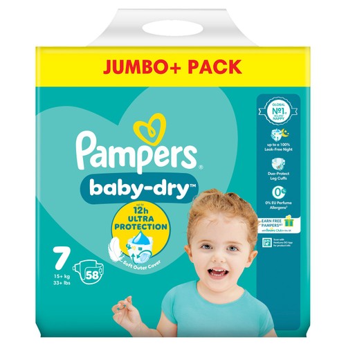 Pampers Baby-Dry Nappies, Size 7 (15kg+) Jumbo+ Pack thumbnail 8
