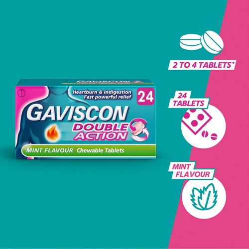 Gaviscon Double Action Tabs Heartburn Indigestion Mint thumbnail 7