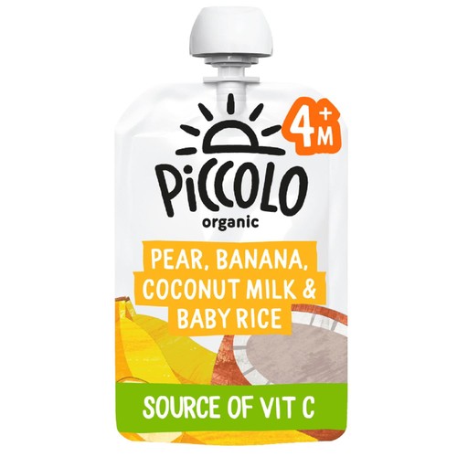 Piccolo Pear, Banana, Coconut Milk & Baby Rice Organic Pouch, 4 mths+