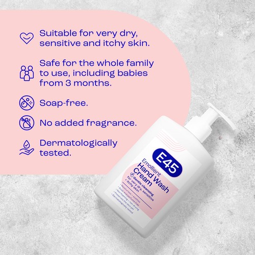 E45 Emollient Hand & Body Wash Cream for Dry Skin & Eczema thumbnail 5