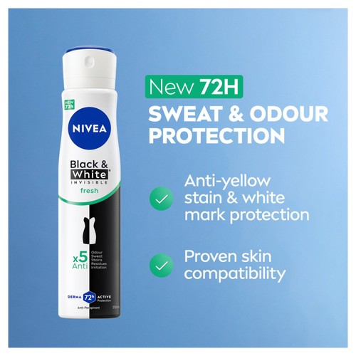 NIVEA Anti-Perspirant Deodorant Spray Black & White Fresh thumbnail 4