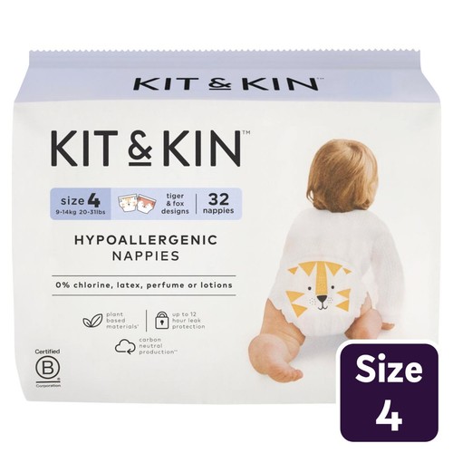 Kit & Kin Hypoallergenic Nappies Size 4 (9-14kg)
