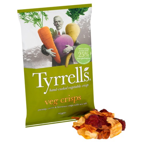 Tyrrells Parsnip, Beetroot & Carrot Veg Crisps with Sea Salt thumbnail 3