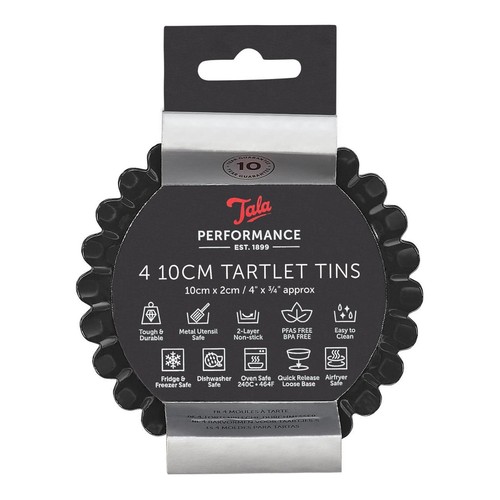 Tala 4 Non-stick Tart Tins, 10cm dia