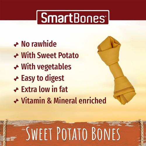 SmartBones 2 Medium Sweet Potato Rawhide Free Bone Dog Treats thumbnail 3