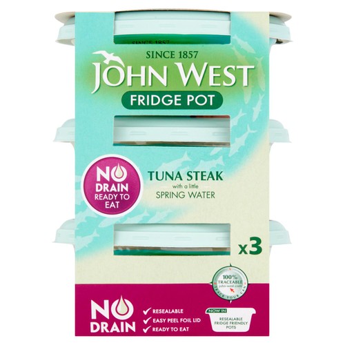 John West No Drain Fridge Pot Tuna Steak with a Little Spring Water thumbnail 2