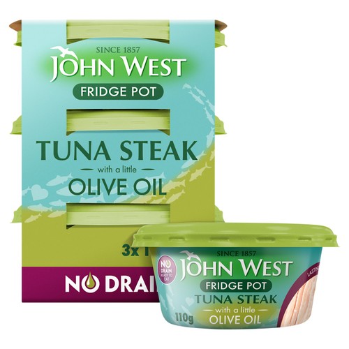 John West No Drain Fridge Pot Tuna Steak In Olive Oil