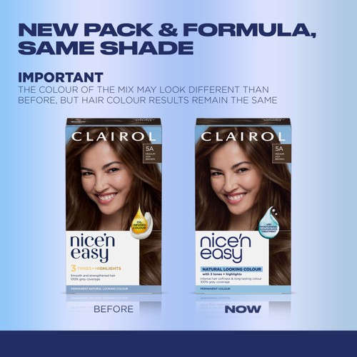 Clairol Nice'n Easy Hair Dye, 5A Medium Ash Brown thumbnail 2