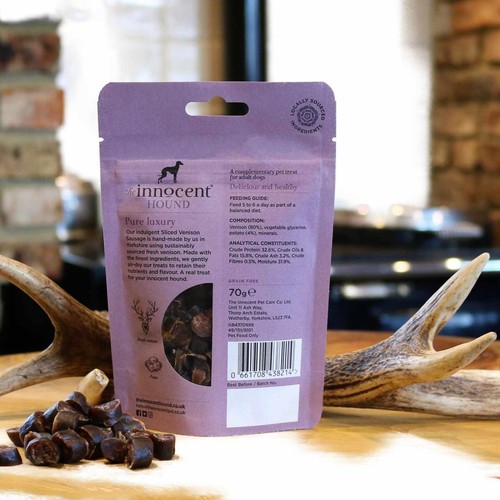 The Innocent Hound Dog Treats, Sliced Venison Sausage thumbnail 4