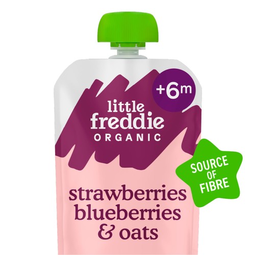 Little Freddie Organic Strawberry, Blueberry & Oats Baby Food Pouch 6+ M thumbnail 2