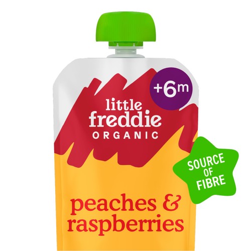Little Freddie Organic Peaches & Raspberries Baby Food Pouch 6+ M thumbnail 2